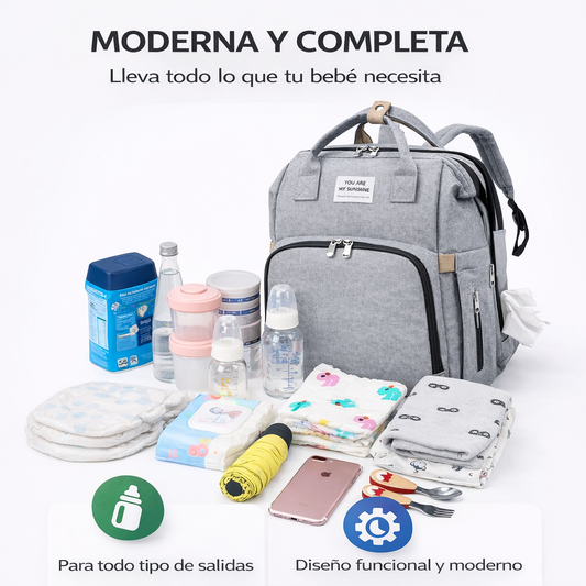 Mochila Pañalera de Maternidad 3 en 1 – Cuna y Mudador Portátil